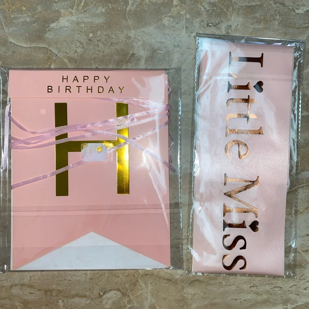 NEW Birthday Pink Little Miss Threenager Sash banner